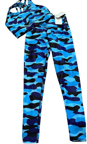 Step n Pump UV Reactive Blue Camouflage Leggings With or Without Pockets  (Please Choose)