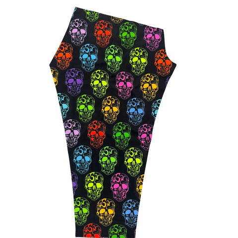 Step n Pump UV Reactive Neon Skull Leggings With Or Without Pockets (Pre-Order)