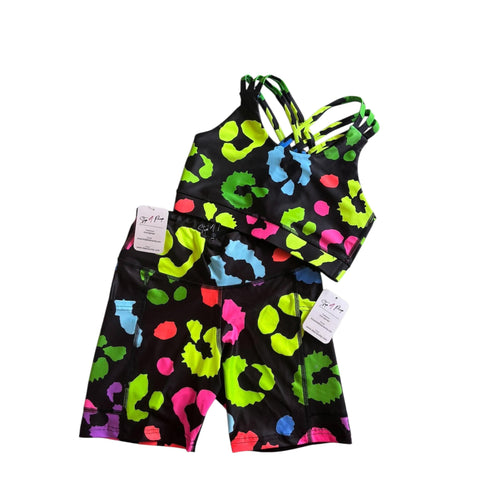 Step n Pump UV Reactive Groovy Panther Criss Cross Back Top (Pre-Order)