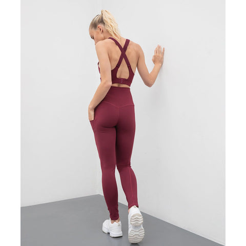 Step n Pump Essentials Wine Red Core Pocket Leggings