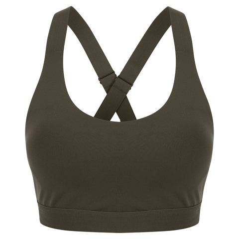Step n Pump Essentials Khaki Green Core Performance Bra Top