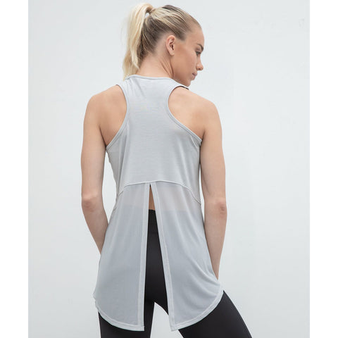 Step n Pump Essentials Silver Grey Open Back Vest with Mesh Detail