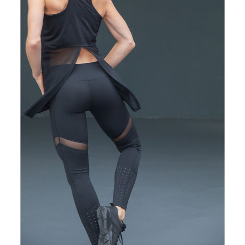 Step n Pump Essentials Black Open Back Vest With Mesh Detail