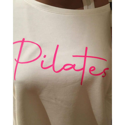 Step n Pump Essentials Luxe Ivory White - Neon Pink Pilates Top