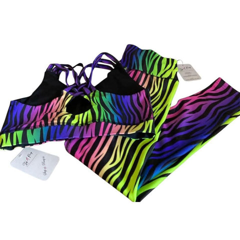 Step n Pump UV Reactive Exclusive Electric Safari Criss Cross Crop Top (Pre- Order)