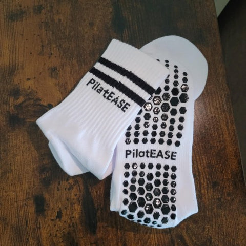 Step n Pump Essentials White PilatEASE Non Slip Gripper Socks