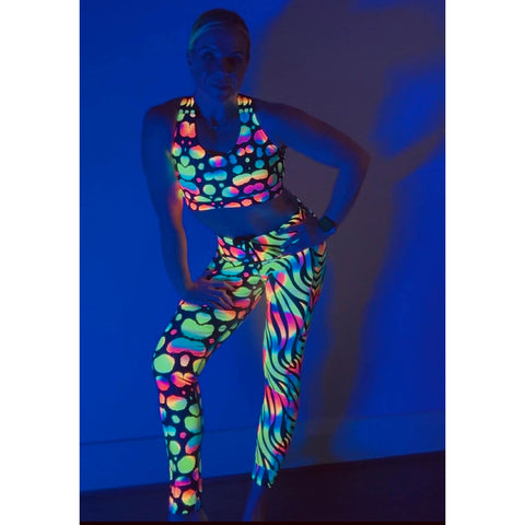 Step n Pump UV Reactive Wild Neon Pop Print Leggings