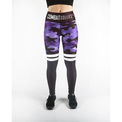 Combat Dollies Purple Camo Stripe Fitness Leggings