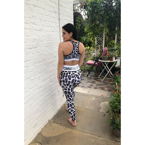 Combat Dollies Snow Leopard Sports Bra