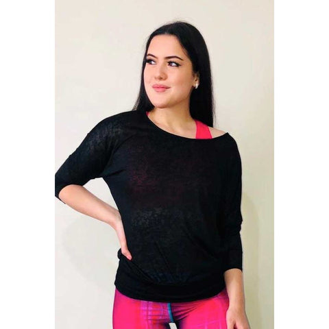 Denichi C10 Black Burnout Slouch Top