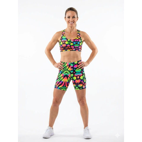 Step n Pump UV Reactive Wild Neon Pop Print Shorts With Pockets