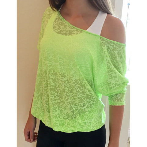 Denichi C10 Neon Lime Burnout Slouch Top