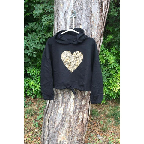 Step n Pump Essentials Black Leopard Heart Hoodie