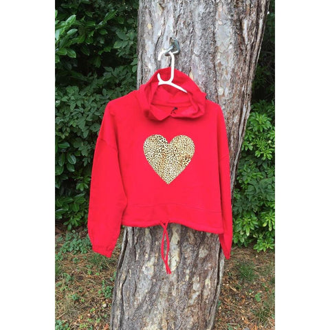 Step n Pump Essentials Red Leopard Heart Hoodies