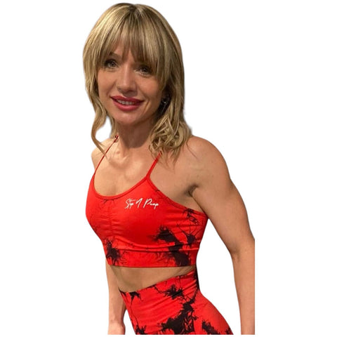 Step n Pump Exclusive Red - Black Tie Dye Seamless Crop Top