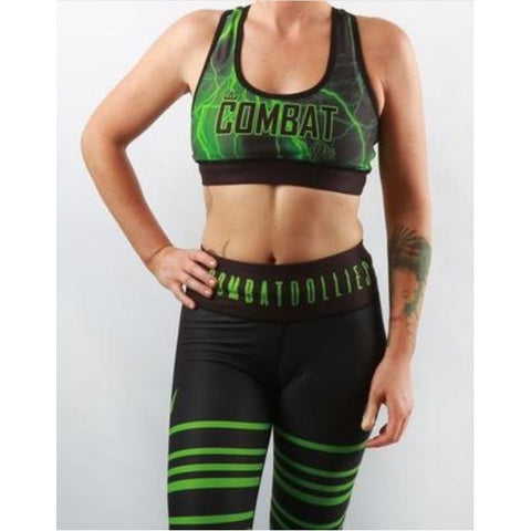 Combat Dollies Green Lightning Sports Bra