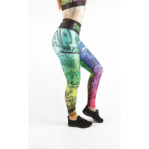Combat Dollies Multi-coloured Comic Fitness Leggings