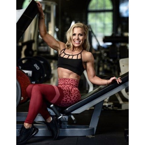 Step n Pump Exclusive Red Leopard Seamless Stripe Leggings