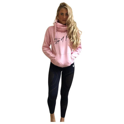 Step n Pump Essentials Baby Pink With Black Cross Neck Cosy Hoodie