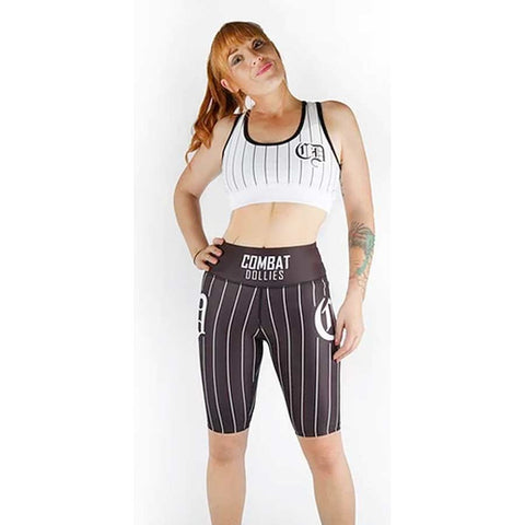 Combat Dollies White Baseball Sports Bra